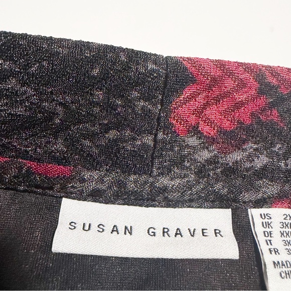 Susan Graver Floral Long Line Pocket Cardigan - Picture 10 of 12